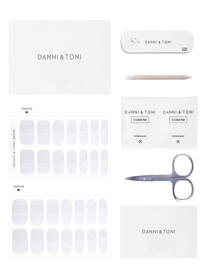 DANNI & TONI Semi Cured Gel Nail Strips Translucent White (Opal Veil) White-Tipped French Gel Nail Wraps 28 Stickers - Image 3